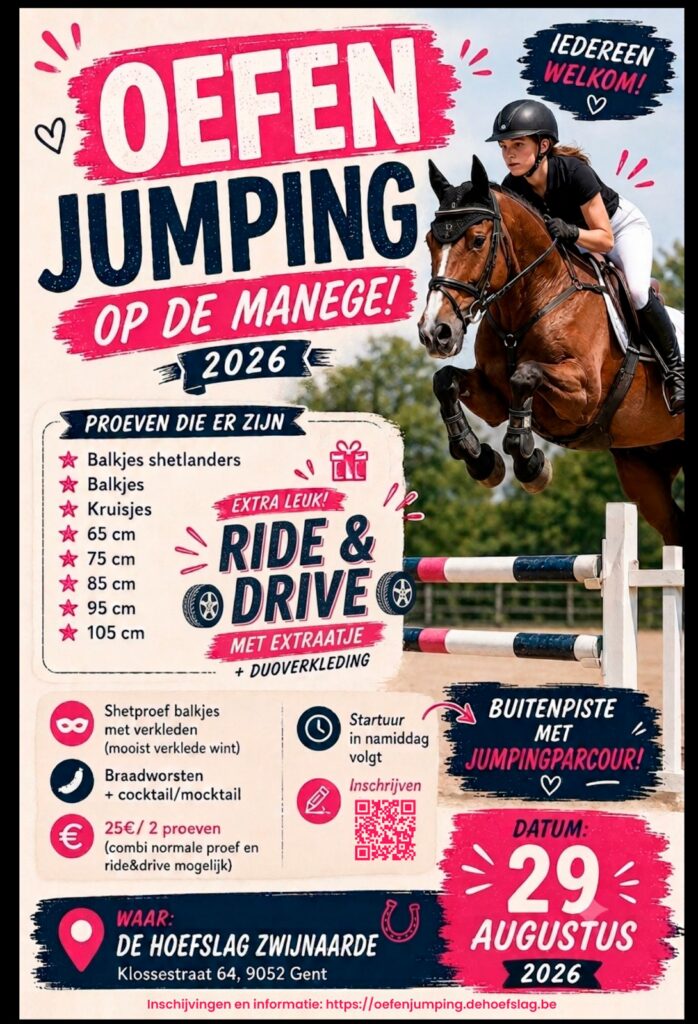 De affiche van de oefenjumping die doorgaat op zaterdag 29/08/2026